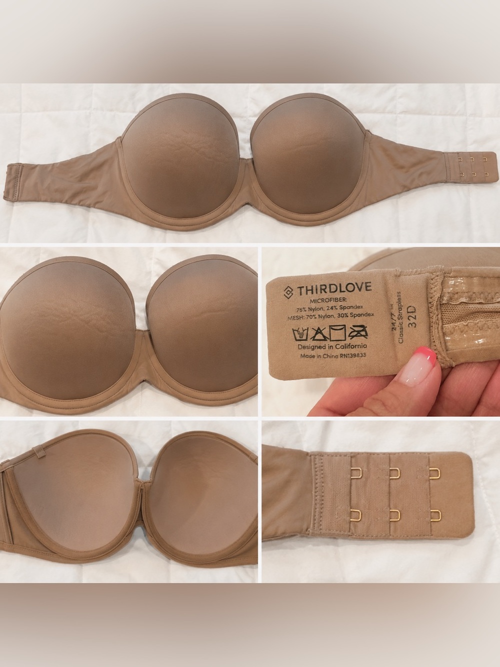 ThirdLove 32D Strapless Bra Bundle Nude Beige 2-Pack w/ Straps